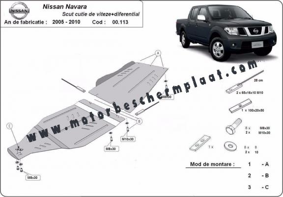 Versnellingsbak  Beschermplaat voor Nissan Navara