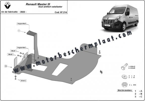Katalysator/cat lock Beschermplaat voor Renault Master 3