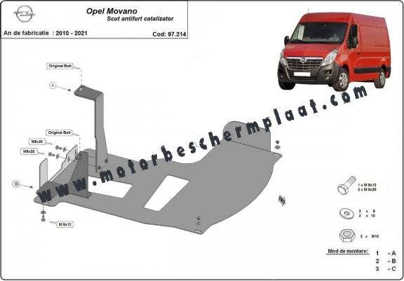 Katalysator/cat lock Beschermplaat voor Opel Movano