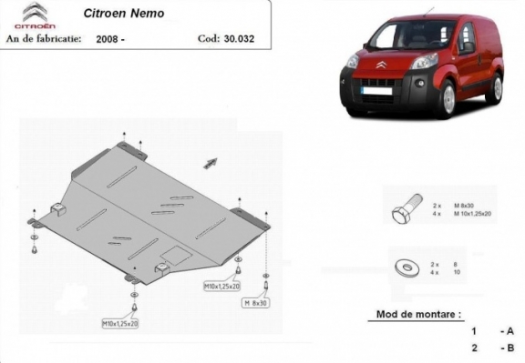 Motor en Versnellingsbak Beschermplaat voor Citroen Nemo