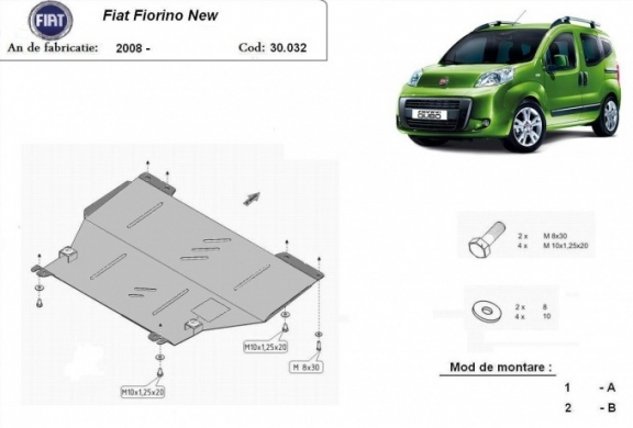 Motor, Versnellingsbak en Radiator Beschermplaat voor Fiat Fiorino