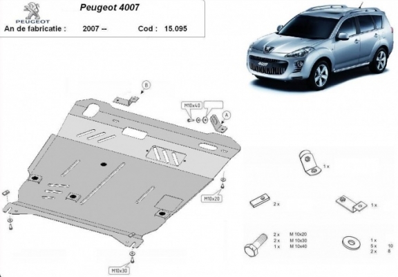 Motor, Versnellingsbak en Radiator Beschermplaat voor Peugeot 4007