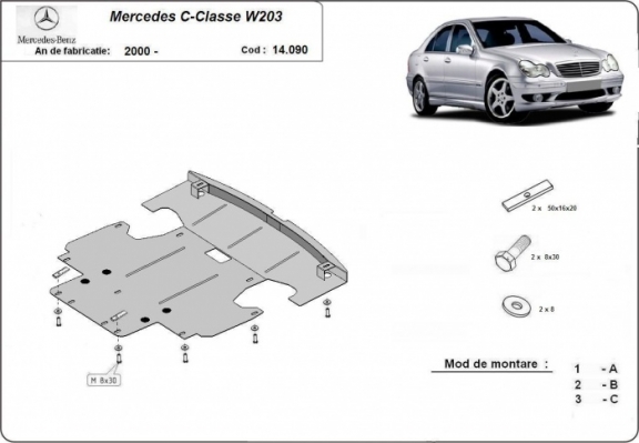 Motor en Radiator Beschermplaat voor Mercedes C-Classe W203