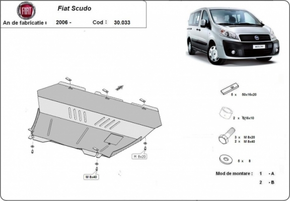 Motor, Versnellingsbak en Radiator Beschermplaat voor Fiat Scudo