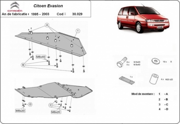 Motor, Versnellingsbak en Radiator Beschermplaat voor Citroen Evaeton