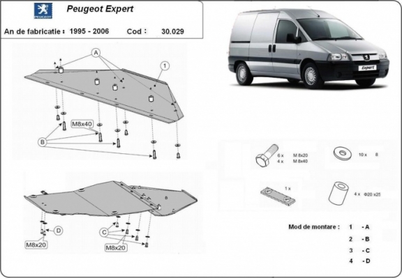 Motor en Versnellingsbak Beschermplaat voor Peugeot Expert