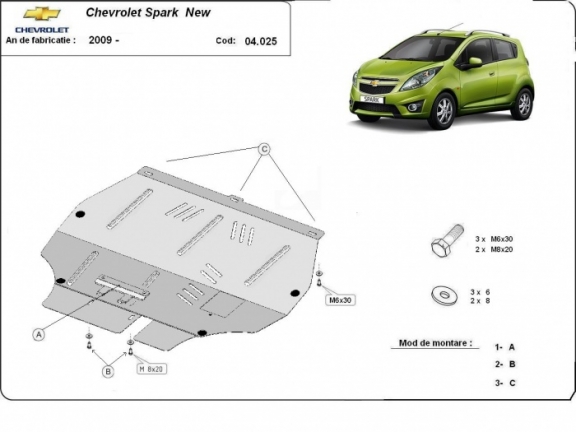 Motor, Versnellingsbak en Radiator Beschermplaat voor Chevrolet Spark