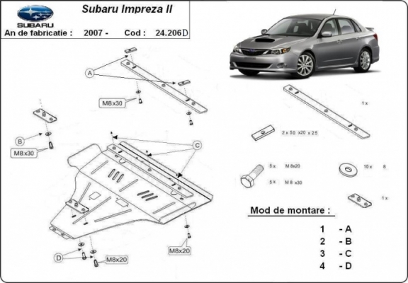 Motor en Versnellingsbak Beschermplaat voor Subaru Impreza