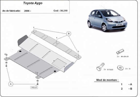 Motor en Versnellingsbak Beschermplaat voor Toyota Aygo AB10