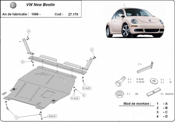 Motor en Versnellingsbak Beschermplaat voor Volkswagen New Beetle