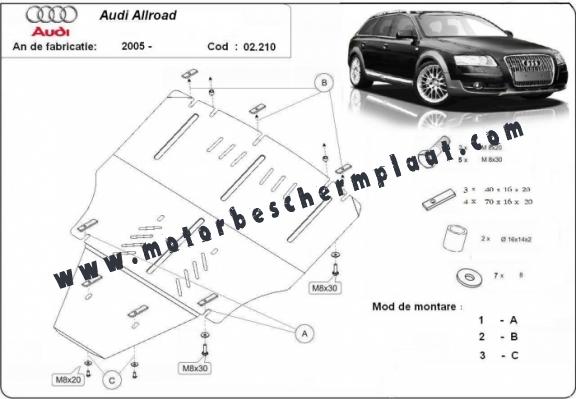 Motor, Versnellingsbak en Radiator Beschermplaat voor Audi A6 Allroad 2 - sans latéraux