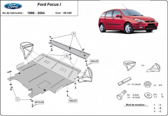Motor, Versnellingsbak en Radiator Beschermplaat voor Ford Focus 1