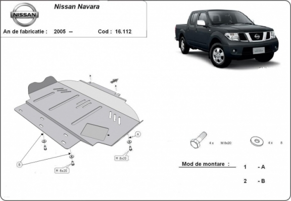 Motor Beschermplaat voor Nissan Navara D40