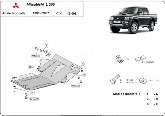 Motor Beschermplaat voor Mitsubishi L200