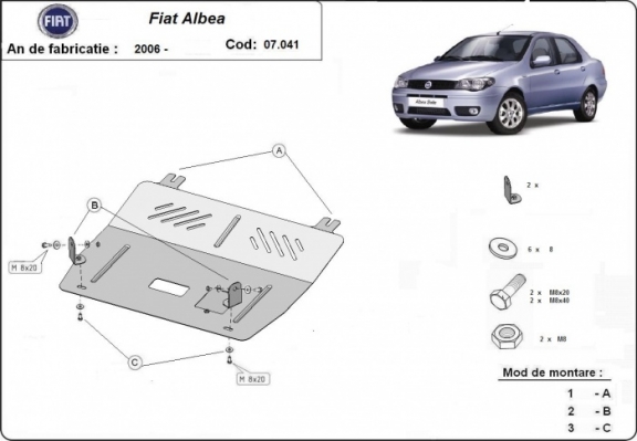 Motor en Versnellingsbak Beschermplaat voor Fiat Albea