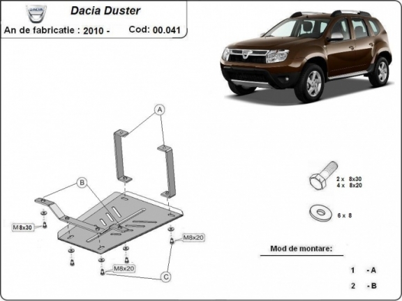 Differentieel Beschermplaat voor Dacia Duster