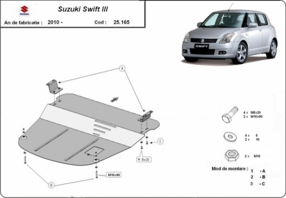 Motor en Versnellingsbak Beschermplaat voor Suzuki Swift 3