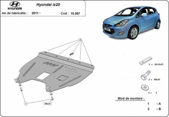 Motor en Versnellingsbak Beschermplaat voor Hyundai ix20