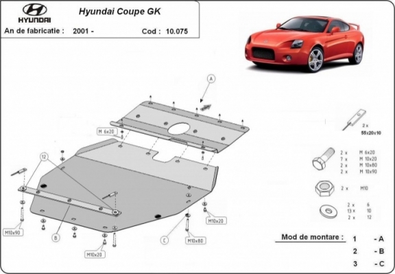 Motor, Versnellingsbak en Radiator Beschermplaat voor Hyundai Coupé Gk