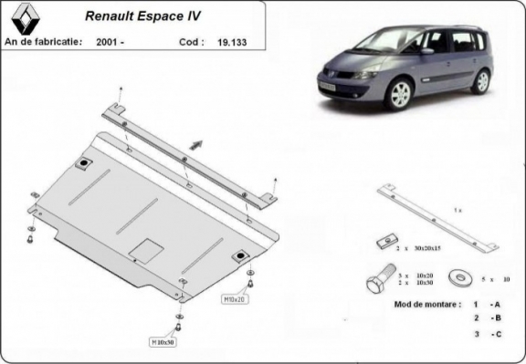 Motor en Versnellingsbak Beschermplaat voor Renault Espace 4