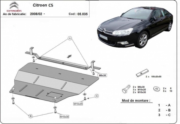 Motor en Versnellingsbak Beschermplaat voor citroen C5