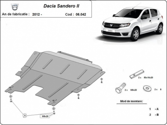 Motor en Versnellingsbak Beschermplaat voor Dacia Sandero 2