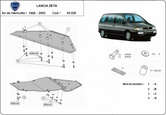 Motor en Versnellingsbak Beschermplaat voor Lancia Zeta