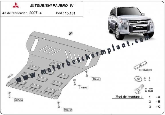 Motor en Radiator Beschermplaat voor Mitsubishi Pajero 4 (V80, V90)