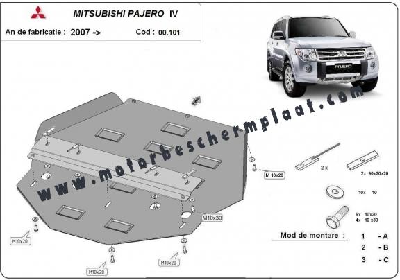 Versnellingsbak Beschermplaat voor Mitsubishi Pajero 4 (V80, V90)