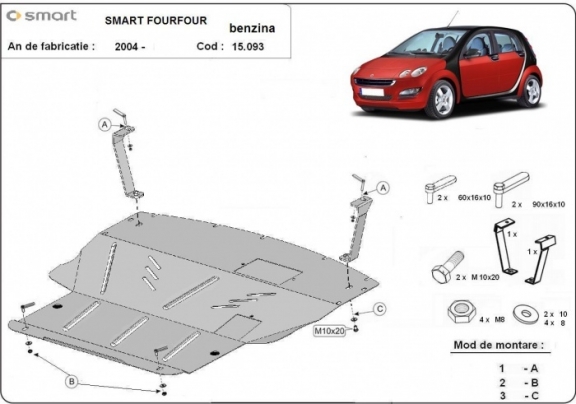 Motor en Versnellingsbak Beschermplaat voor Smart ForFour