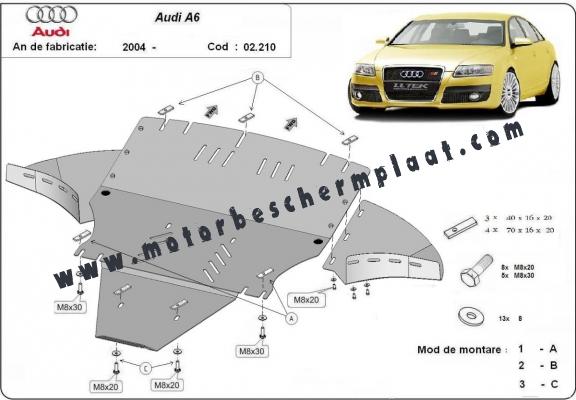Motor, Versnellingsbak en Radiator Beschermplaat voor Audi A6 met zijflappen