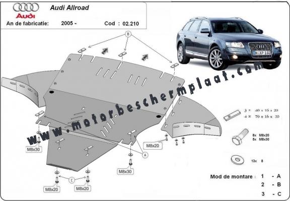 Motor, Versnellingsbak en Radiator Beschermplaat voor Audi A6 Allroad 2 - avec latéraux
