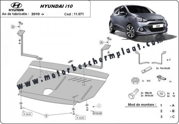 Motor, Versnellingsbak en Radiator Beschermplaat voor Hyundai i10