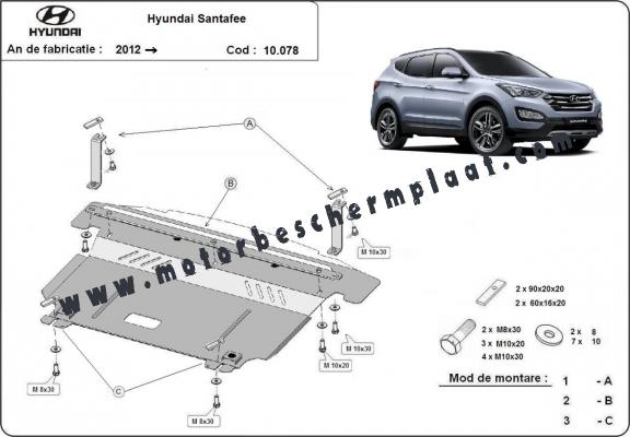 Motor, Versnellingsbak en Radiator Beschermplaat voor Hyundai Santa Fe