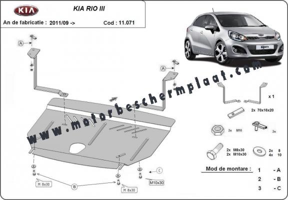 Motor en Versnellingsbak Beschermplaat voor Kia Rio 3