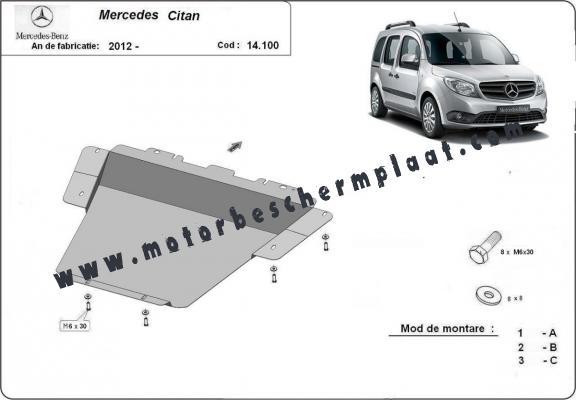 Motor, Versnellingsbak en Radiator Beschermplaat voor Mercedes Citan