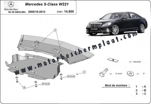 Motor, Versnellingsbak en Radiator Beschermplaat voor Mercedes S-Classe W221 - 4x2
