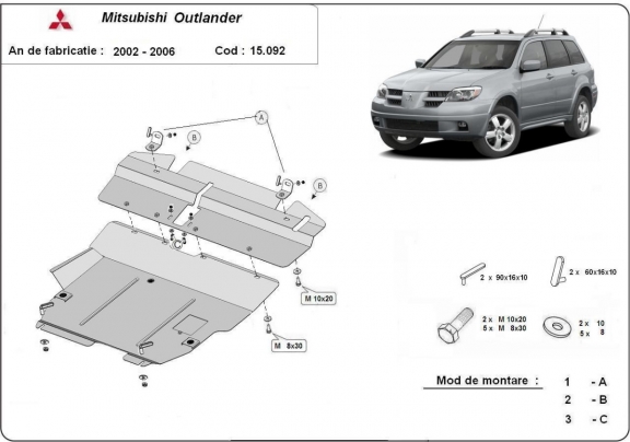 Motor, Versnellingsbak en Radiator Beschermplaat voor Mitsubishi Outlander
