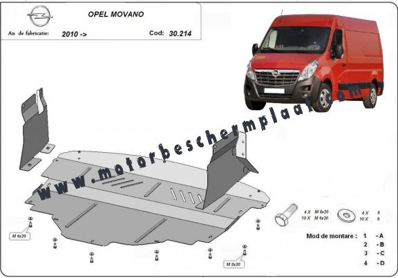 Motor en Versnellingsbak Beschermplaat voor Opel Movano