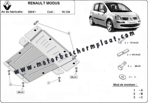 Motor, Versnellingsbak en Radiator Beschermplaat voor Renault Modus