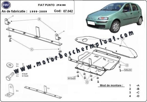 Motor, Versnellingsbak en Radiator Beschermplaat voor Fiat Punto