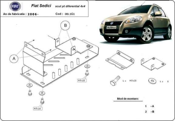 Differentieel Beschermplaat voor Fiat Sedici