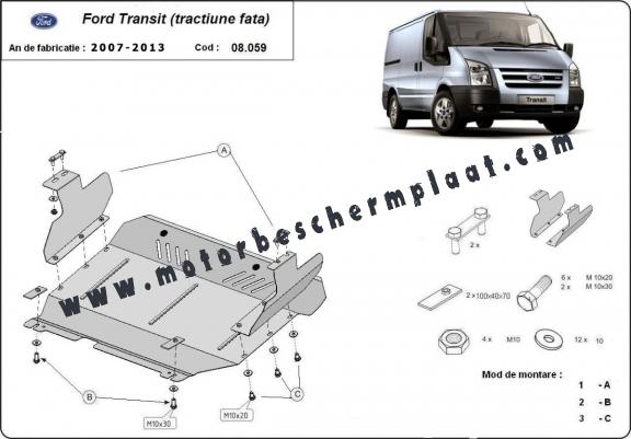 Motor en Versnellingsbak Beschermplaat voor Ford Transit - FWD