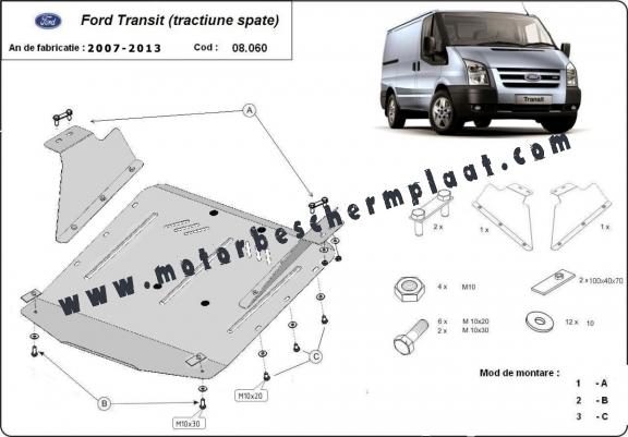 Motor, Versnellingsbak en Radiator Beschermplaat voor Ford Transit - RWD