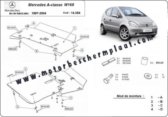 Motor, Versnellingsbak en Radiator Beschermplaat voor Mercedes A-Classe W168