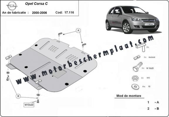 Motor, Versnellingsbak en Radiator Beschermplaat voor Opel Corsa C