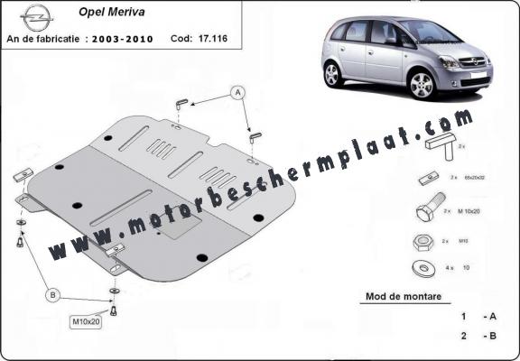 Motor, Versnellingsbak en Radiator Beschermplaat voor Opel Meriva