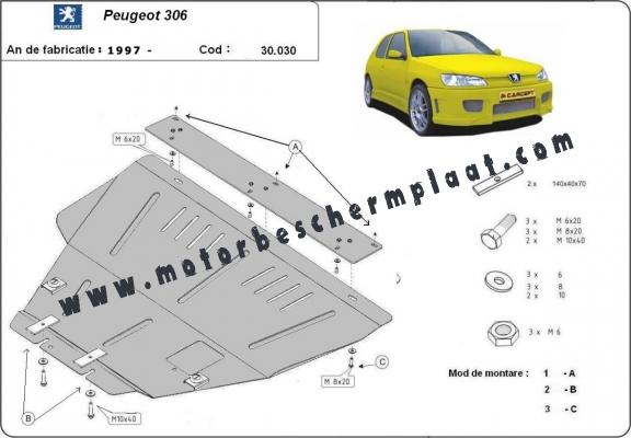 Motor, Versnellingsbak en Radiator Beschermplaat voor Peugeot 306