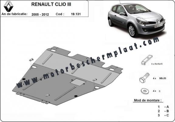 Motor en Versnellingsbak Beschermplaat voor Renault Clio 3