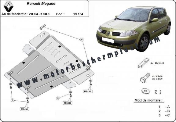 Motor, Versnellingsbak en Radiator Beschermplaat voor Renault Megane 2